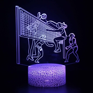 Volleyball kamp 3D lampe med 16 lysfarver - dæmpbar
